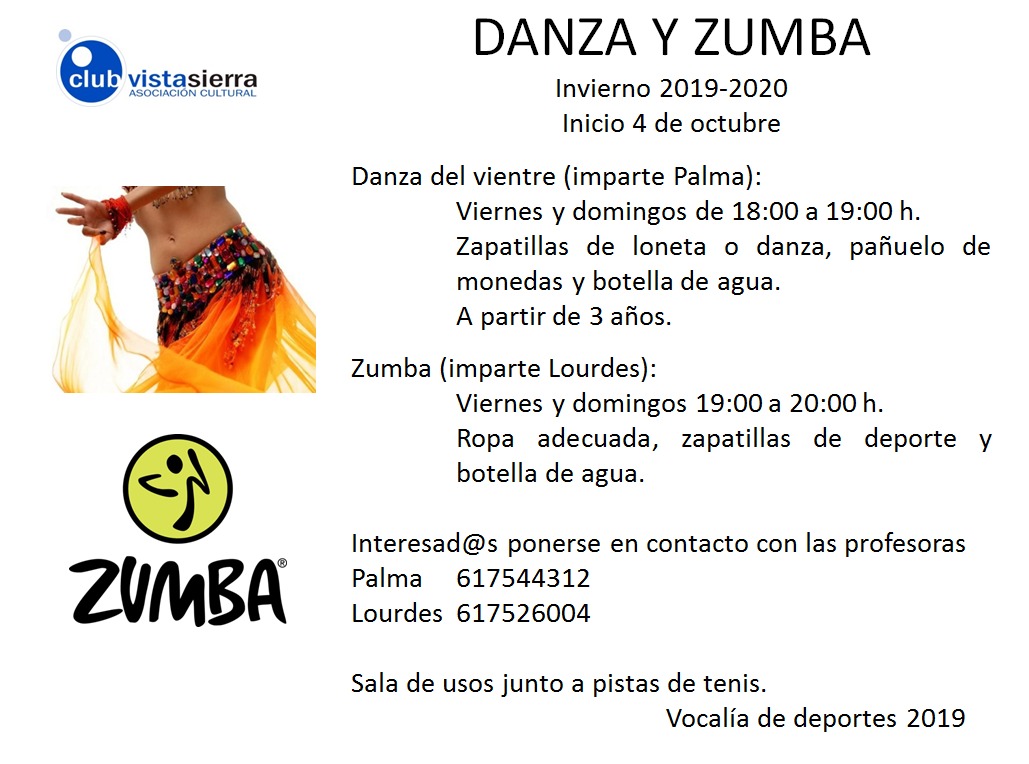 ZUMBA Y DANZA DEL VIENTRE INVIERNO 2019